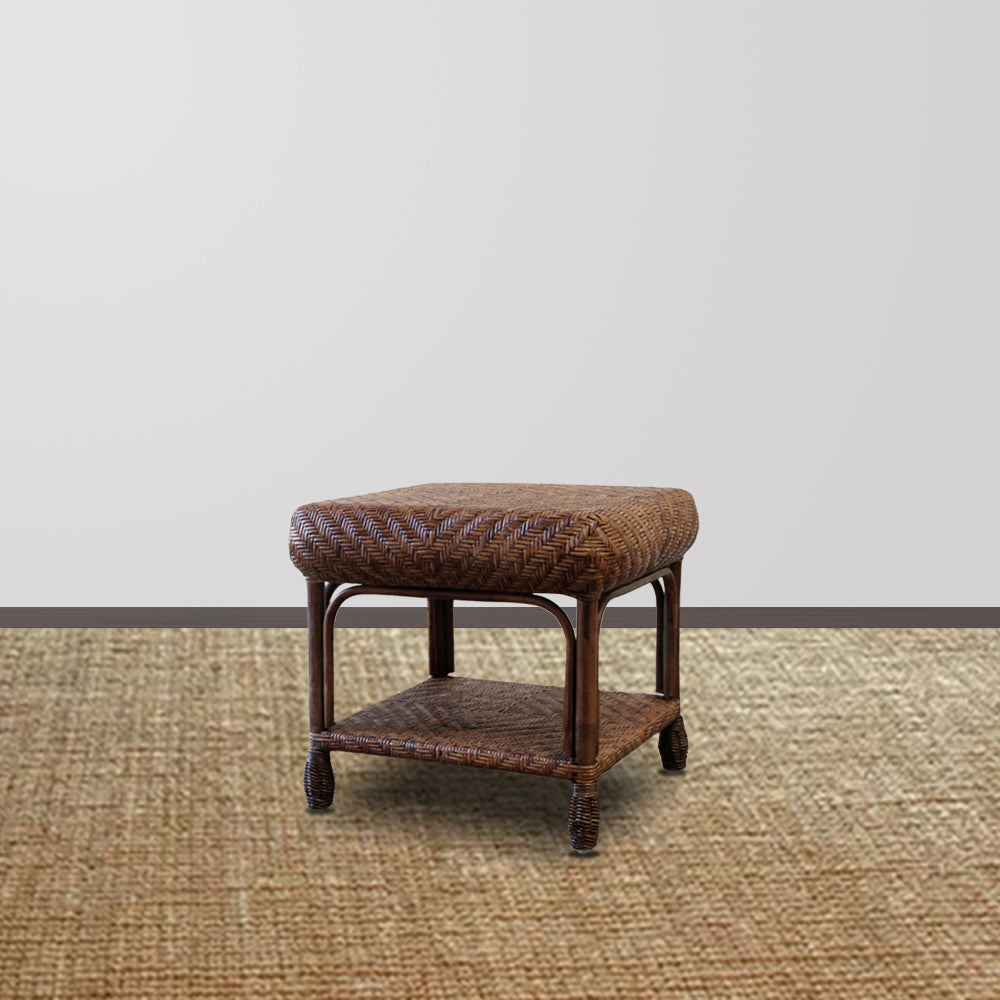 Ashlyn Wicker Side Table – Brown Wash