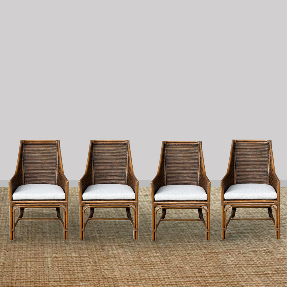Driftwood Rattan Carver – 4 Chair Set in Brown Wash