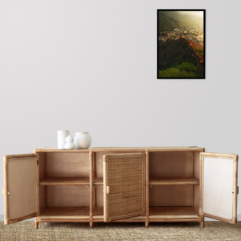 Coastal Cane 3-Door Buffet Unit