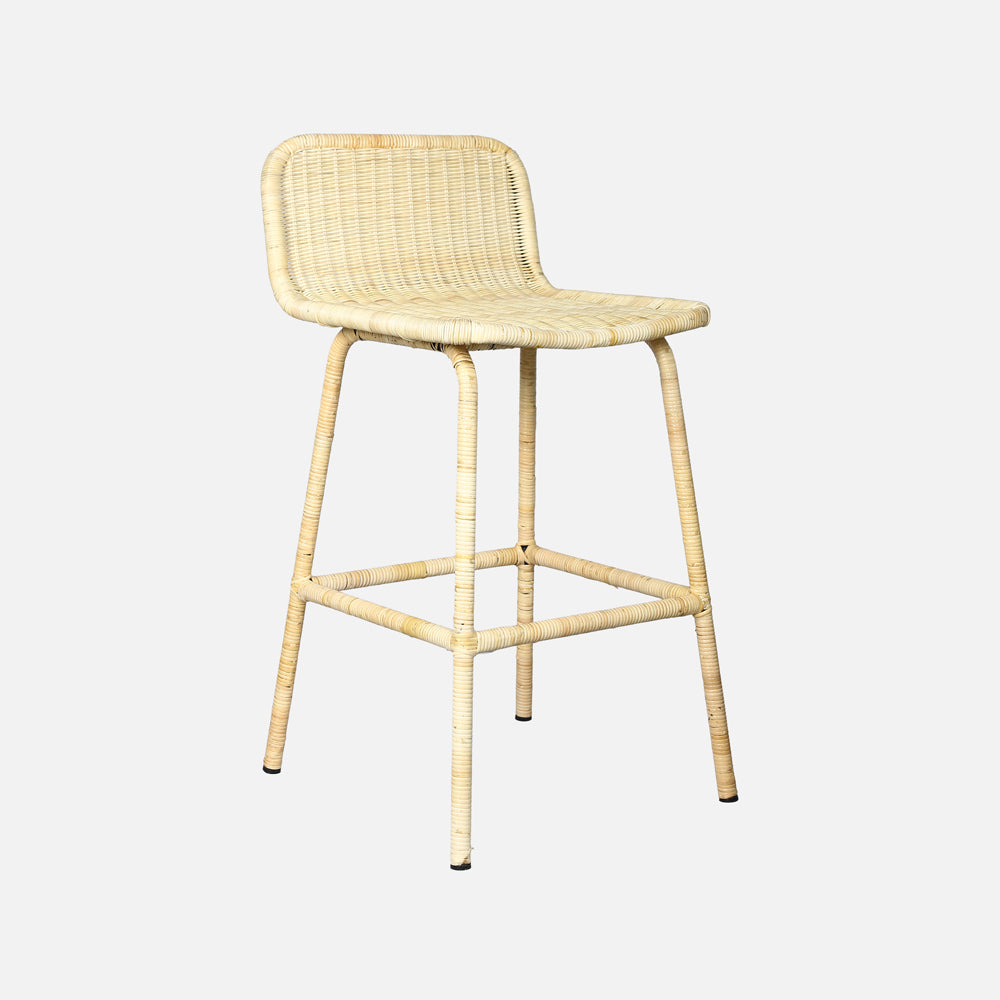 Coastal Comfort Rattan Barstool