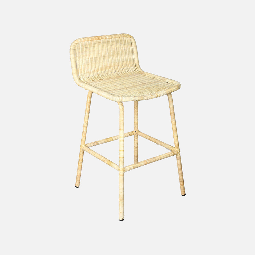 Coastal Comfort Rattan Barstool