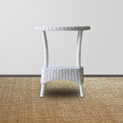 Hampton Wicker Side Table – White Wicker