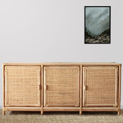 Coastal Cane 3-Door Buffet Unit