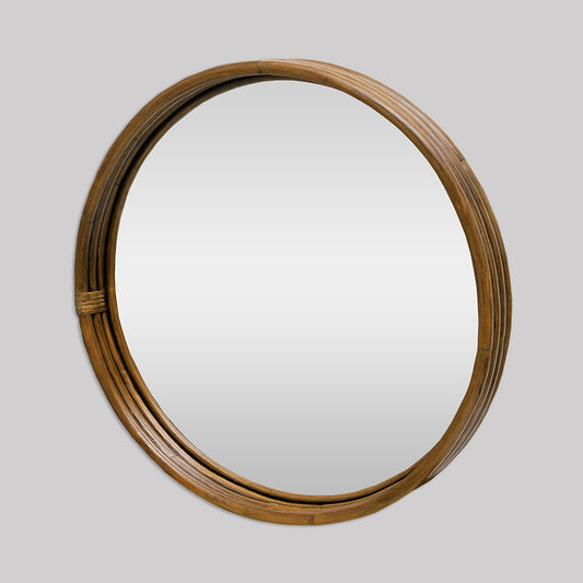 Marina Woven Round Mirror - Brown Wash